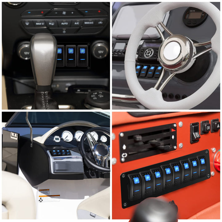 Switch Panel, 4 Gang Rocker Toggle Switch Aluminum Housing Bracket for Car Truck Marine Boat RV Vehicle, Waterproof Panel