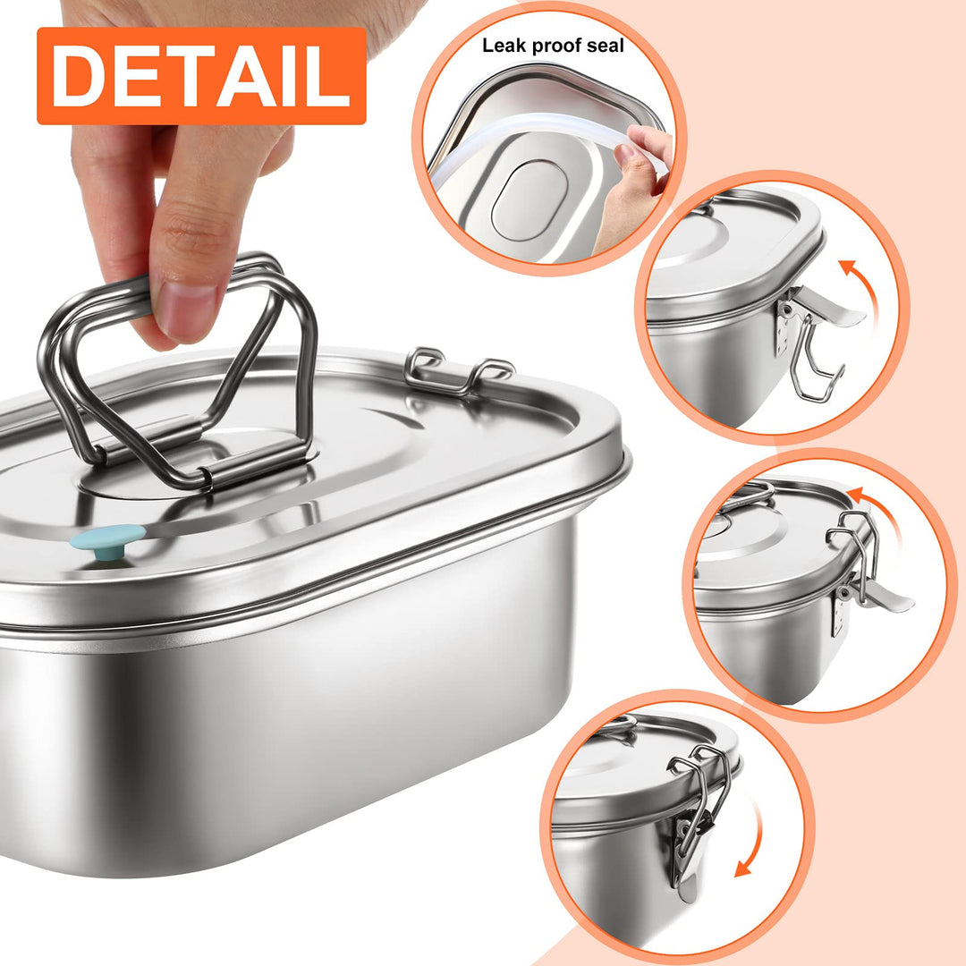 Romooa Stainless Steel Bento Boxes with Airtight Valve 