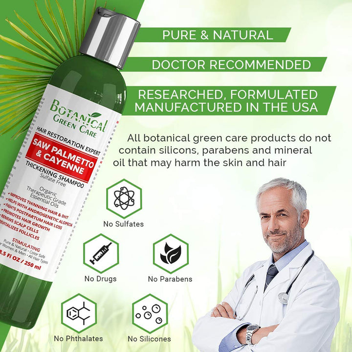 Saw Palmetto &amp; Cayenne Shampoo, Thickening shampoo for thinning hair, Hair loss shampoo, sulfate free