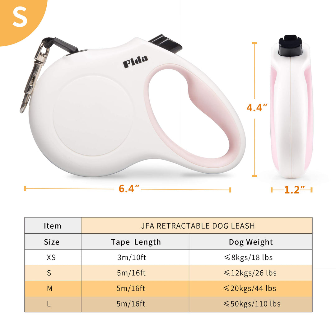 Fida Retractable Dog Leash, 16 ft Dog Walking Leash for