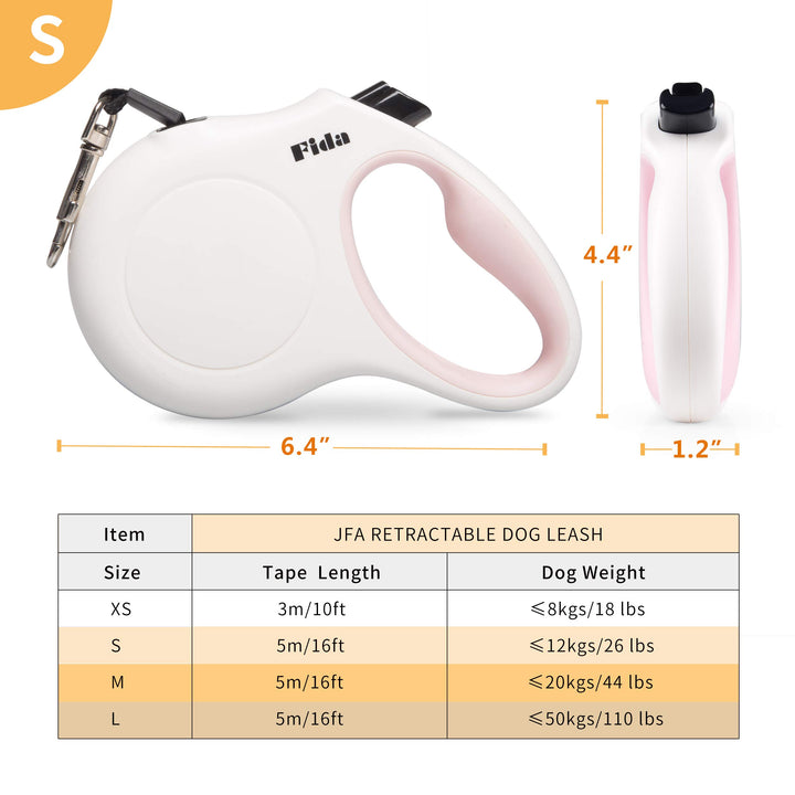 Fida Retractable Dog Leash, 16 ft Dog Walking Leash for
