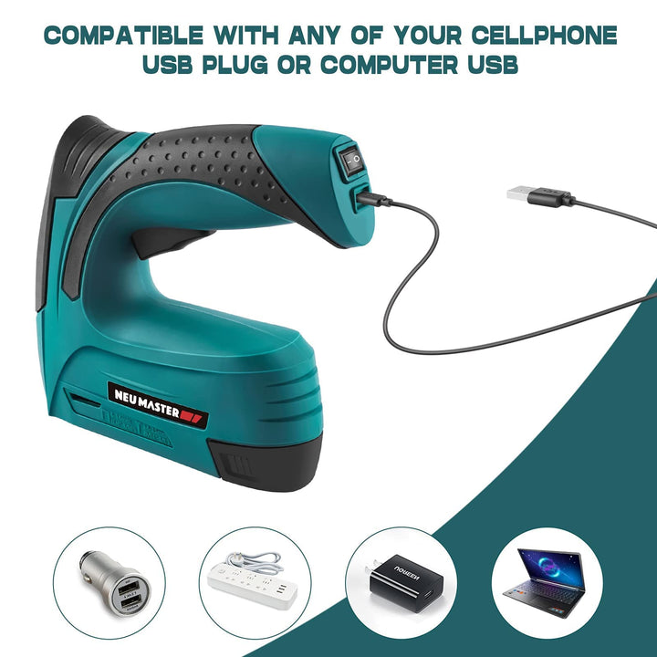 NEU MASTER Cordless Staple Gun, 2 in 1 Electric Brad Na