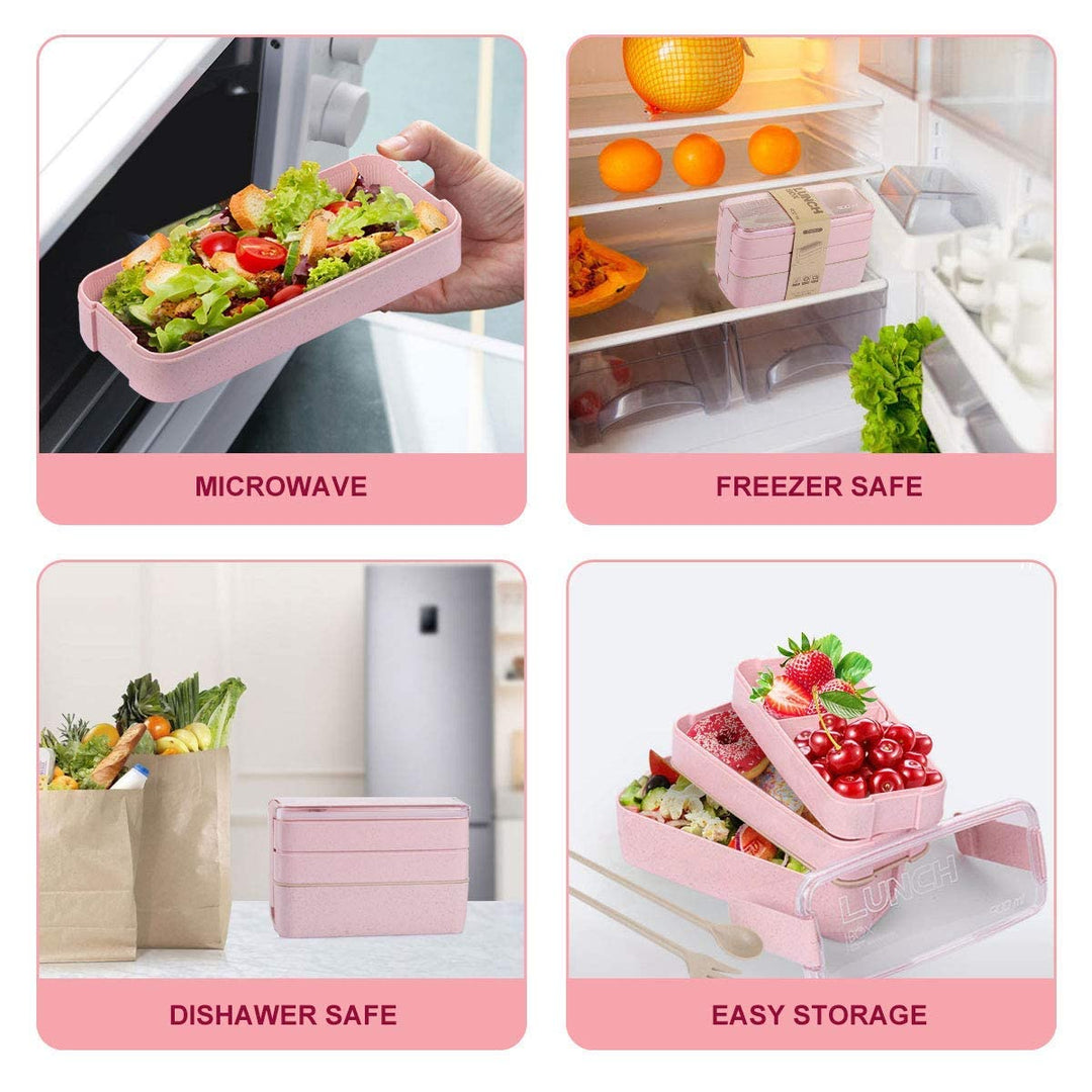 Bento Box for Adults, 3-In-1 Meal Prep Container, 900ML