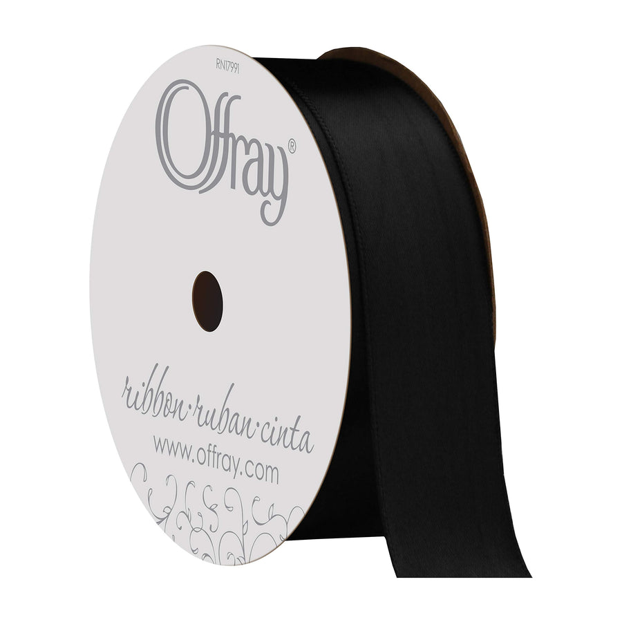 Berwick 072073 7/8 Wide Single Face Satin Ribbon, Black, 6 Yds
