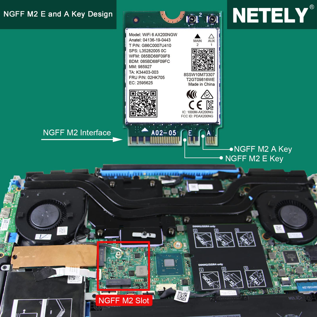NETELY 802.11AX WiFi 6 AX200NGW MGFF M2 Interface WiFi 