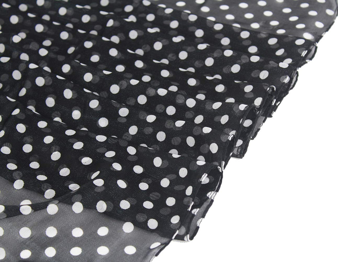 Women&#39;s Swimsuit Cover up Sarong Chiffon Beach Bikini Pareo Wrap (S07 Black W White Polka Dot)