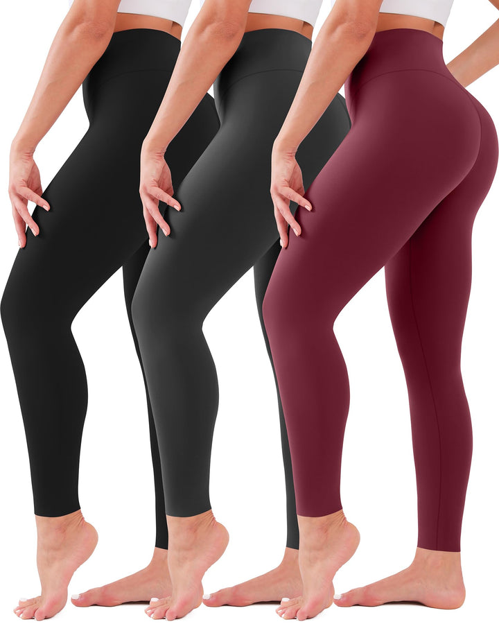 3 Pack Leggings for Women High Waisted No See-Through Tummy Control Soft Yoga Pants Womens Workout Athletic Running Leggings