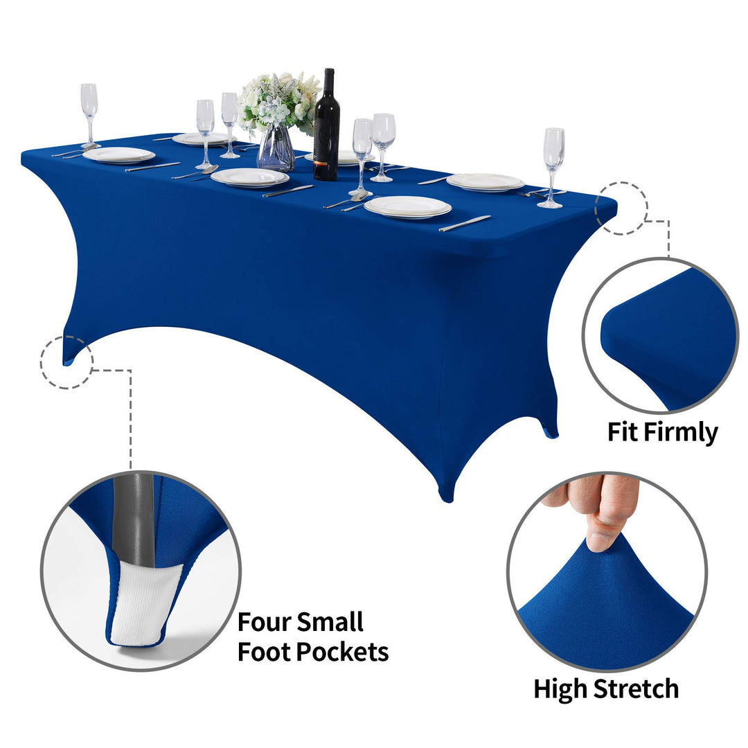 Spandex Table Cover for 6Ft Table Universal Fitted Stretch Tablecloth for Party, Banquet, Wedding and Events-Classicblue