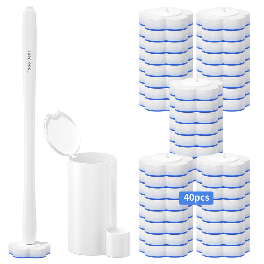 Disposable Toilet Bowl Brush with 40 Toilte Wand Refills, Toilet Bowl Cleaner Wands, Toilet Cleaning System Starter Kit