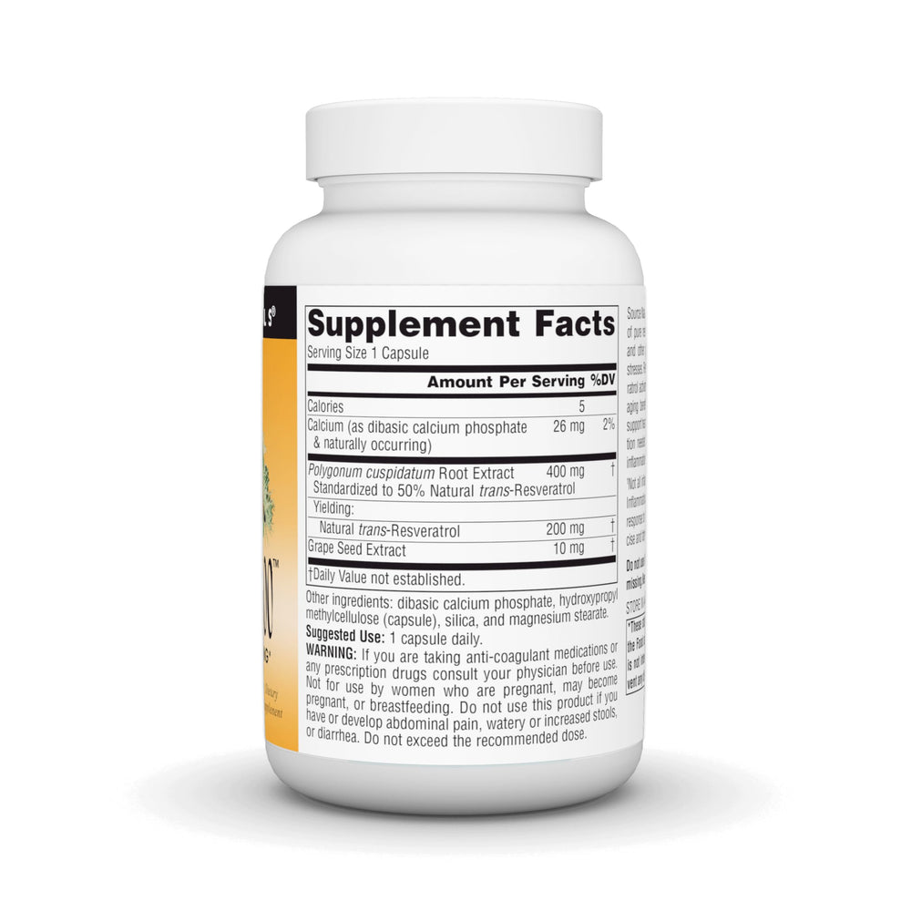 Resveratrol 200 mg for Heart and Healthy Aging - 120 Vegetarian Capsules