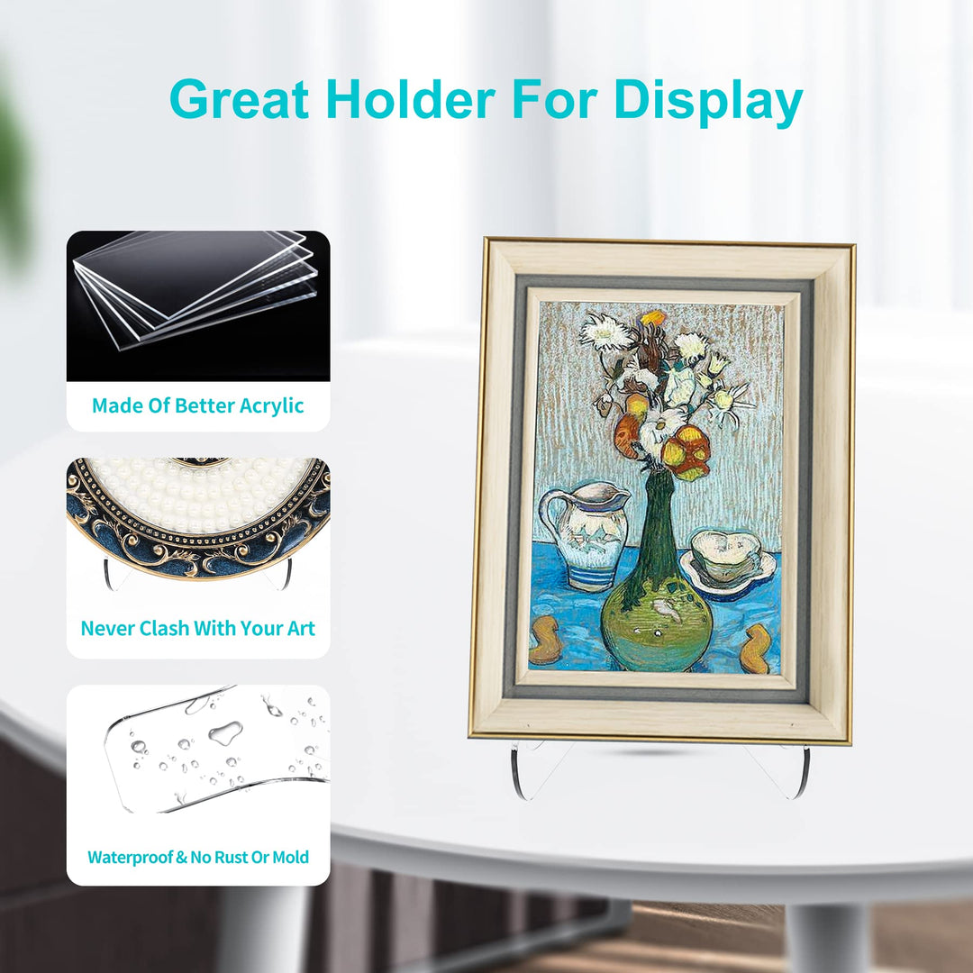 Flat Back Acrylic Plate Display Stand , 3 Inch 2PC Clear Acrylic Display Holder Easel Base for Home Office Kitchen School Art Display