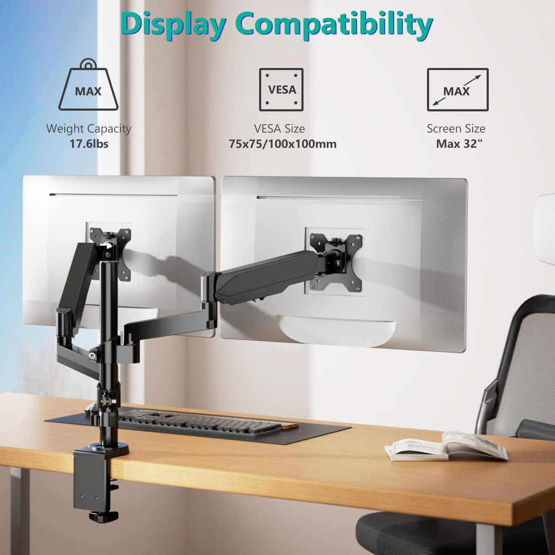 WALI Dual Monitor Stand, 13-32 Inch Adjustable Spring M