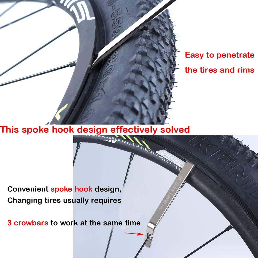 Premium Bicycle Tire Lever Tyre Spoon Iron Changing Tool, Bike Tire Levers Premium Stainless Steel Levers to Repair Bike Tube, Best Tire Changing Tool, Set of 3
