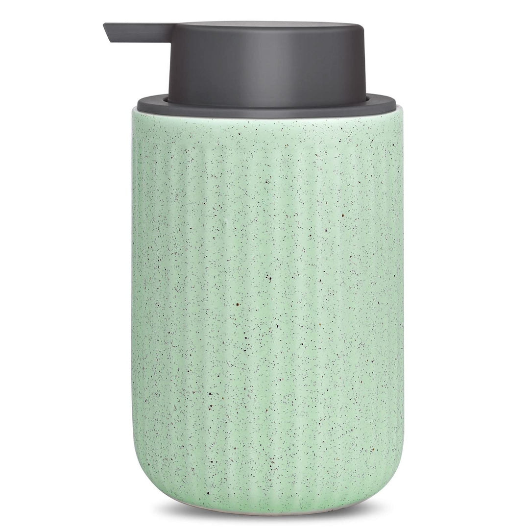 Foam Dispenser - Hand Pump Dispenser Beige Foaming Soap Dispenser Ceramic Dish Liquid Dispenser for Kitchen Bathroom Hand Wash Bottle (13.5oz/400ml Light Green)
