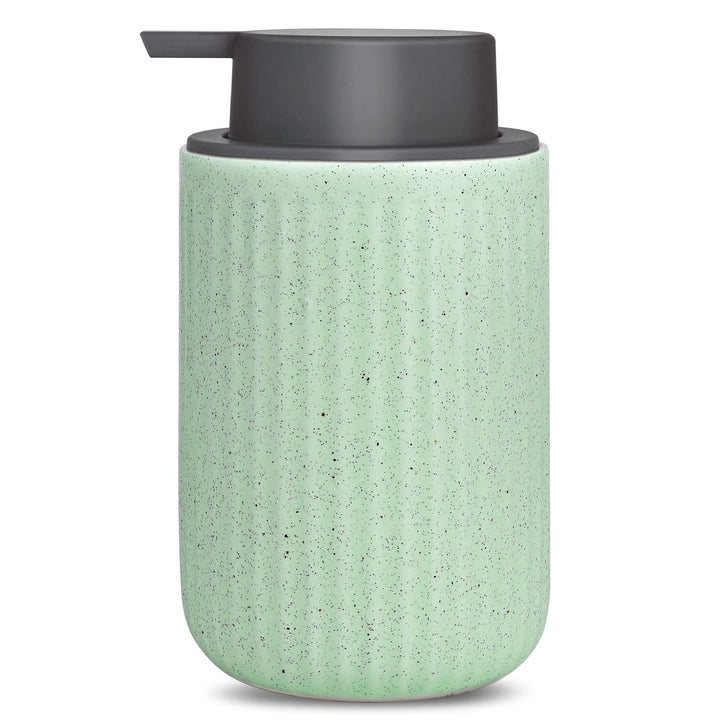 Foam Dispenser - Hand Pump Dispenser Beige Foaming Soap Dispenser Ceramic Dish Liquid Dispenser for Kitchen Bathroom Hand Wash Bottle (13.5oz/400ml Light Green)