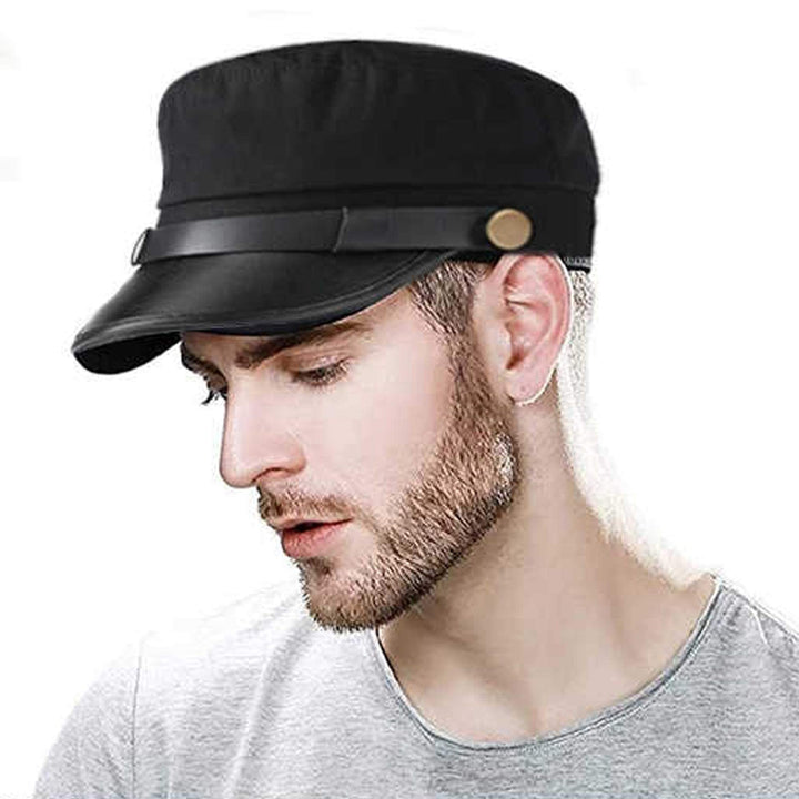 S.CHARMA Chauffeur Hat for Men Women, Classic Vintage Newsboy Cap Costume Hats (Black, Adjustable fit M(56-58cm/22-22.8inch))