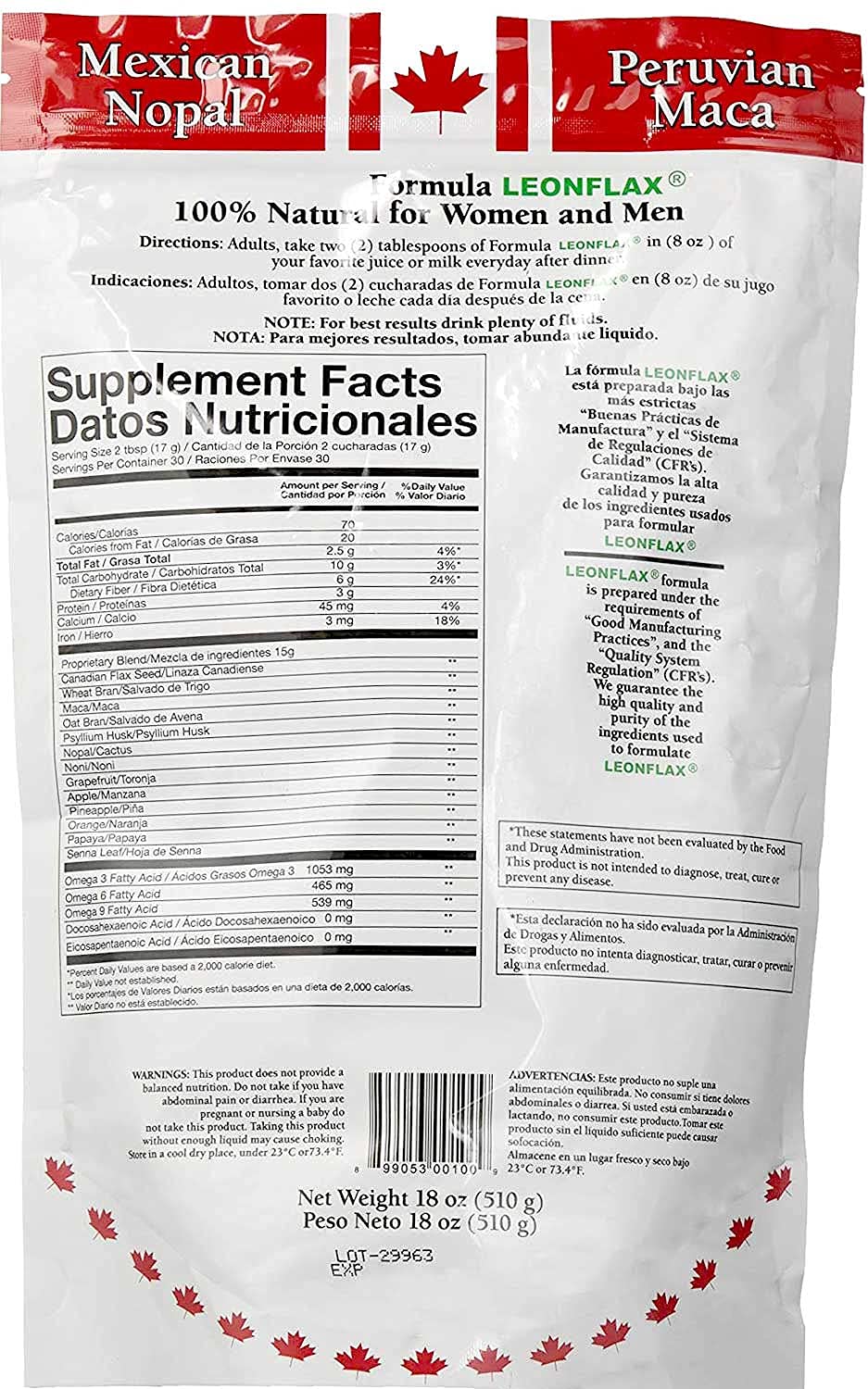 Leonflax, 100% Authentic Canadian Flax Seed, All-natura