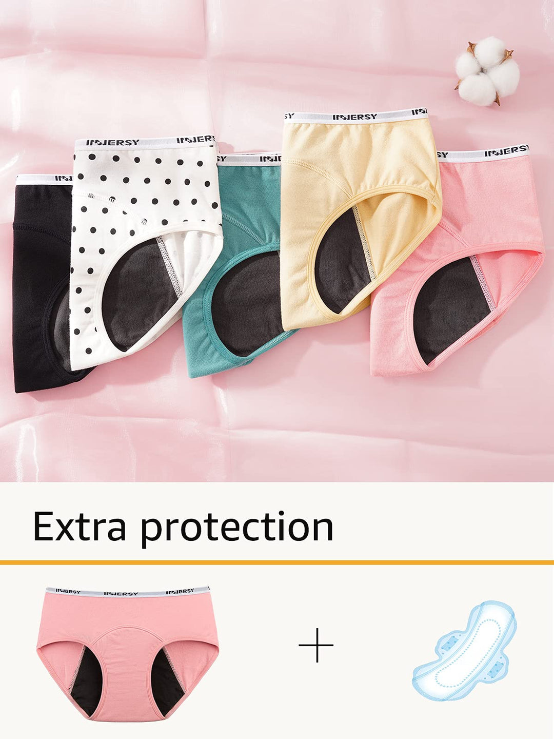 Big Girls&#39; Period Panties Menstrual Underwear for First Period Starter 3-Pack(Colored Black,M(10-12 yrs))