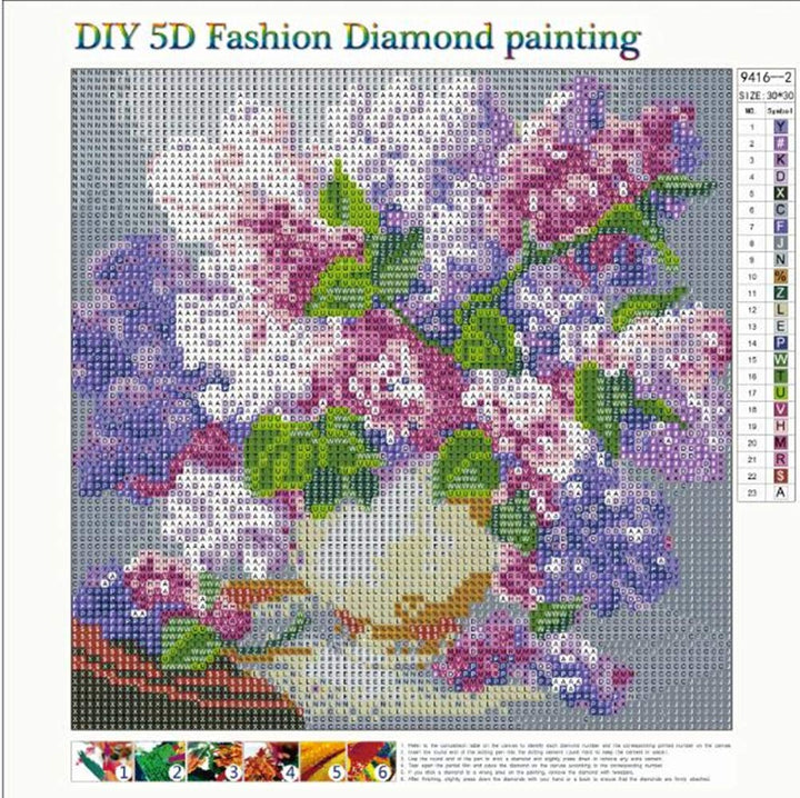 DIY 5d Diamond Painting Shiny Crystal Diamond Kits, Purple Flowers Painting Diamonds, Rhinestone Embroidery Cross Stitch Kits Supply Arts Craft Canvas Wall Decor Stickers Home decor12x12inches