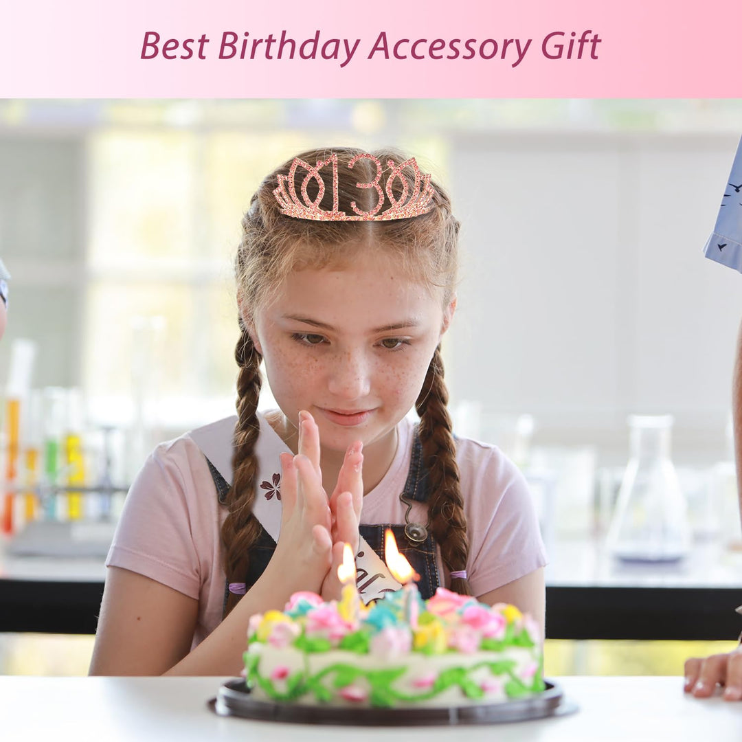 13th Birthday Tiara and Sash, Happy 13th Birthday Party Supplies, Official Teenager Satin Sash Tiara Birthday Crown,13th Birthday Party Supplies and Decorations, 13th Birthday Decorations for Girls