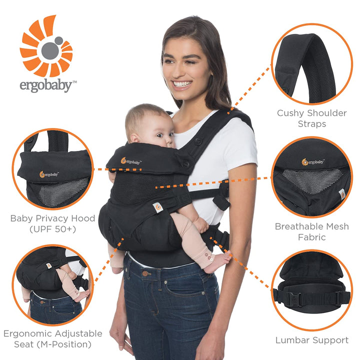 Ergobaby 360 All-Position Baby Carrier with Lumbar Support (12-45 Pounds), Star Dust, Premium Cotton(Pack of 1)