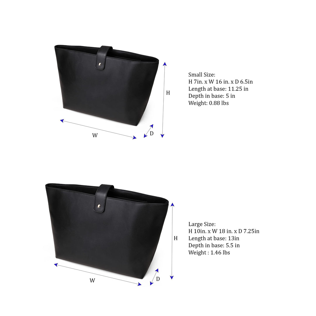 CLEXION Leather Purse Organizer Insert- Leather Bag Insert for Tote & Purse, Black, Size Large