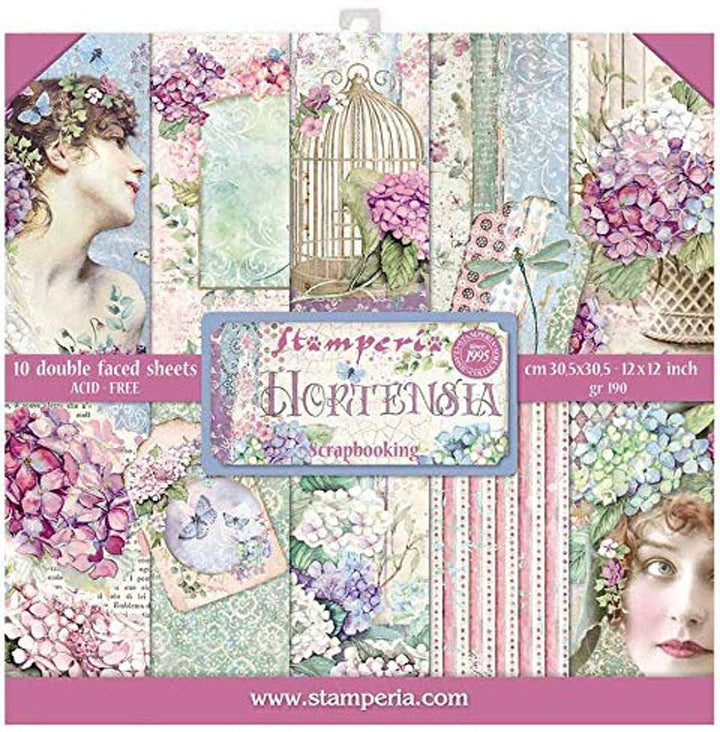 STAMPERIA INTL, KFT (3PL) Paper PAD 12X12 10PK, Hortensia, 10 Designs/1 Each