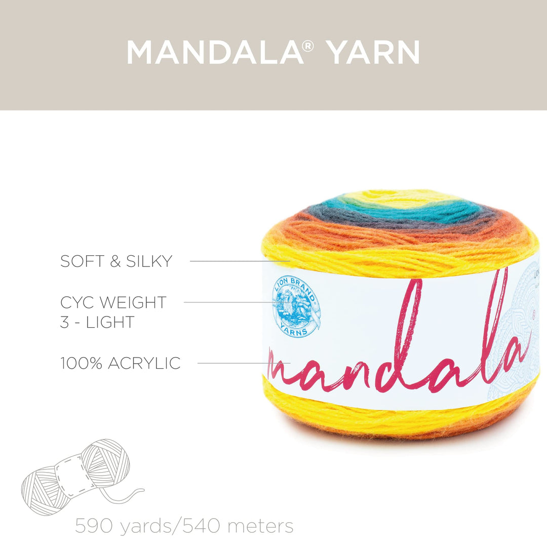 Mandala Yarn, Multicolor Yarn for Crocheting and Knitting, Craft Yarn, 1-Pack, Thunderbird