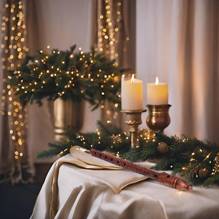 Earthly Home Handicrafts Flute Traditional Carving Wooden Handmade Player Bansuri Lord Krishna Indian Musical Instrument Antique Look,16.5 Inches