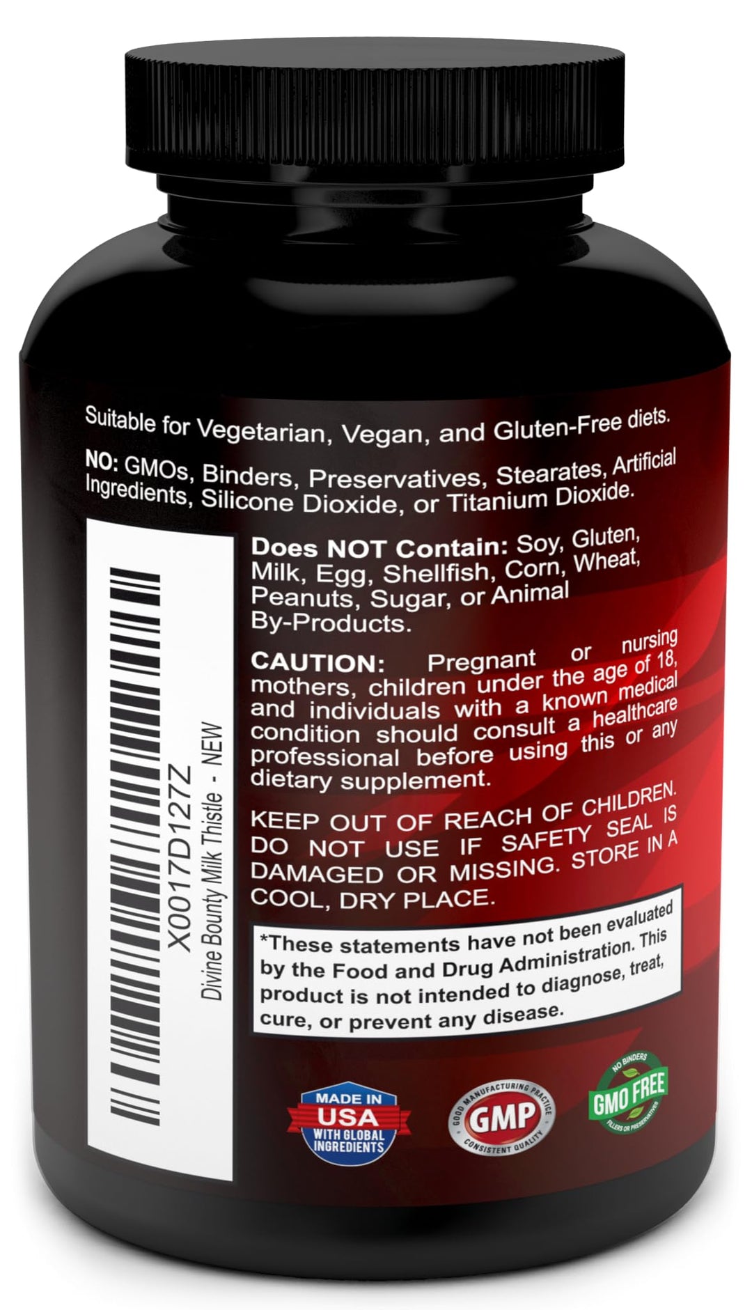 Pure Milk Thistle Capsules Supplement - A Potent 1200mg Milk Thistle Supplement with 4X Concentrated Extract (Standardized) 120 Vegetarian Capsules