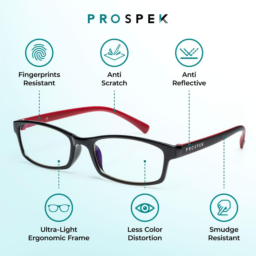 PROSPEK Blue Light Reading Glasses for Men and Women, Computer Reading Glasses 2.00 with Blue Light Protection and Clear Lens, Anti Eyestrain Glasses