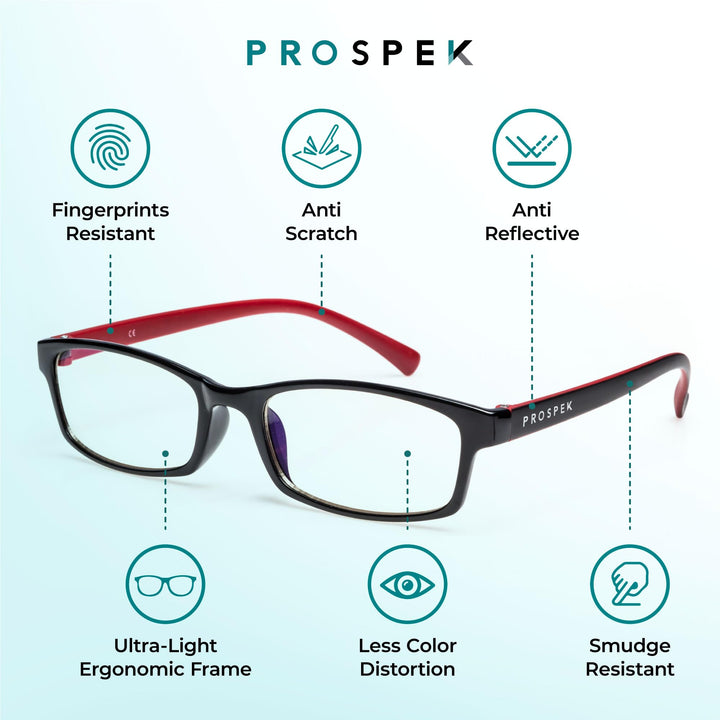 PROSPEK Blue Light Reading Glasses for Men and Women, Computer Reading Glasses 2.00 with Blue Light Protection and Clear Lens, Anti Eyestrain Glasses