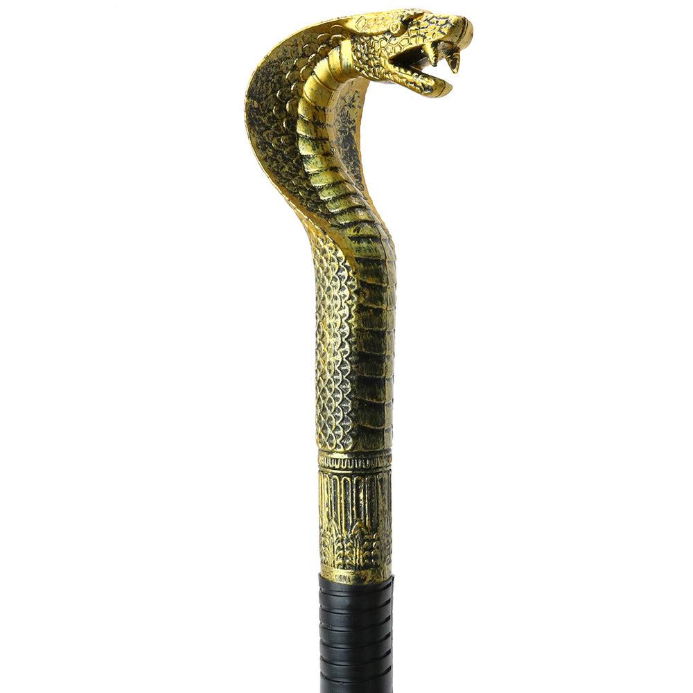 King Cobra Pimp Cane - Egyptian Style Staff or Scepter for Emperor - 1 Piece Costume Accessory Prop Gold