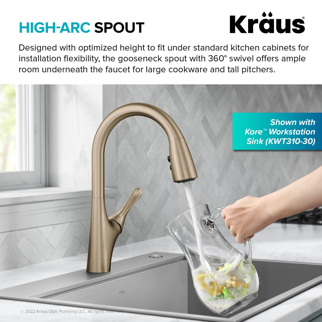 KRAUS KPF-1670MB Esina Dual Function Pull, Faucets for Kitchen Sinks, Single-Handle, 16 3/4 inch, Matte Black