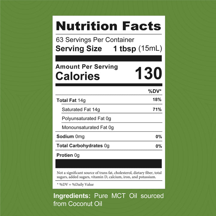 100% Coconut MCT Oil Liquid - MCT Oil C8 C10 for Sustained Mental Energy &amp; Focus Support Great for Smoothies Salads Coffee &amp; More - Palm Free Vegan Keto &amp; Paleo Friendly 60+ Servings (32 Fl Oz)