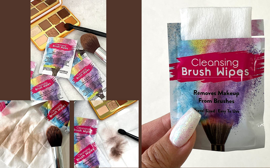 48 Individually Wrapped Makeup Brush Cleansing Cloths - Quick &amp; Convenient Brush Cleaner Wipe- For Make up Artists Cosmetology Students Make up Tutorial ON THE GO, Travel TSA Approved