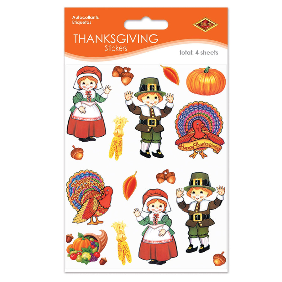 Pilgrim & Turkey Stickers (4 Shs/Pkg)