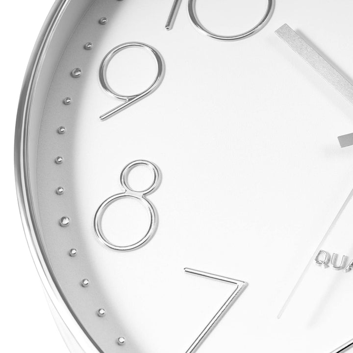 Silver Wall Clock Silent Non-Ticking Battery Operated Round Modern Wall Clock for Office School Home Living Room Bedroom Bathroom Kitchen Decor 12 inch