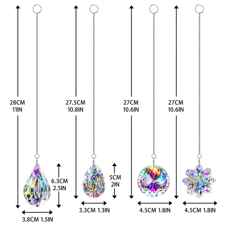 HDCRYSTALGIFTS 4pcs Crystal Suncatchers for Window Hang