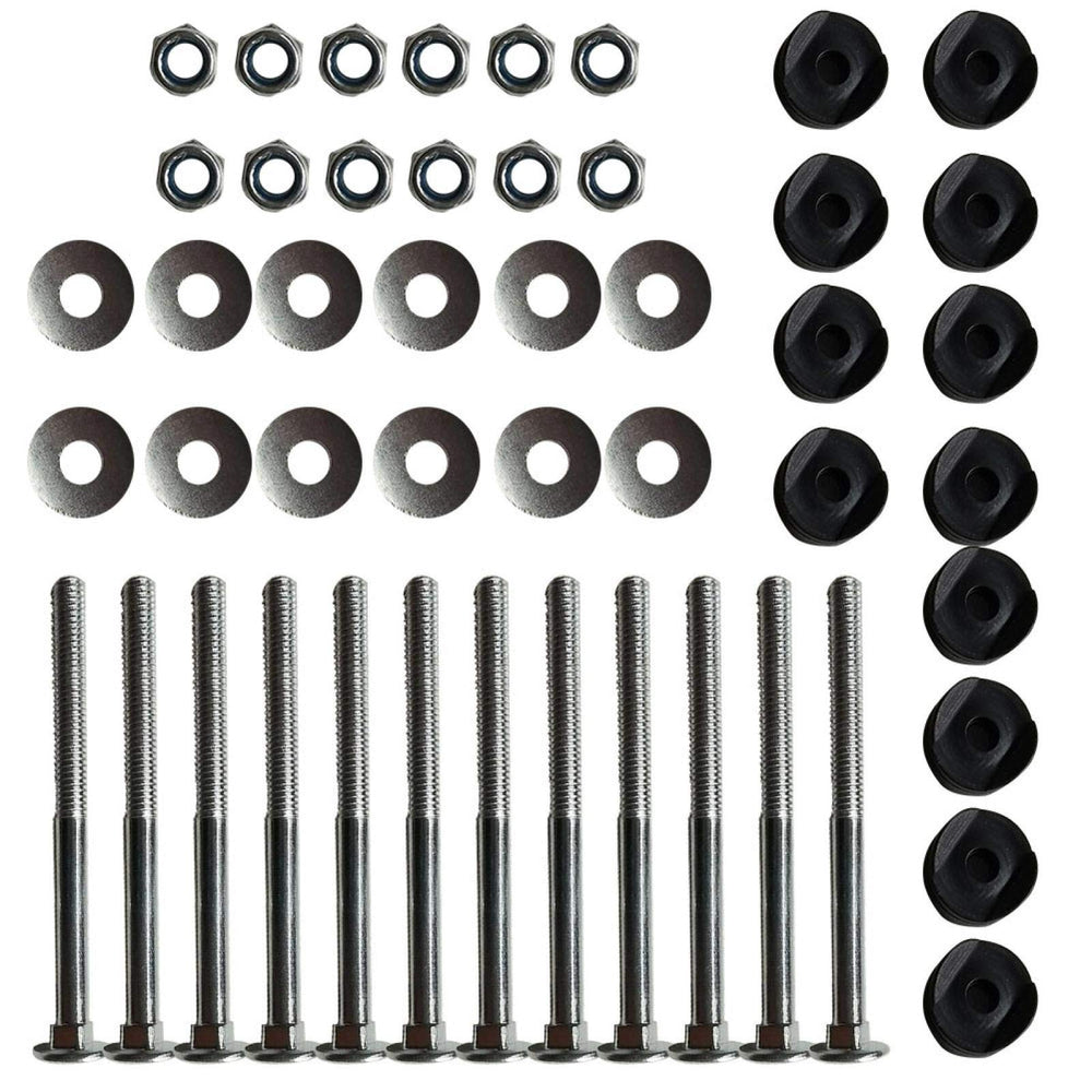 12pcs Trampoline Enclosure Pole Galvanized Steel Spacers Trampoline Screws, Jumping Bed Carriage Screw Nut Screw Square Head Trampoline Screws Peplacement Parts
