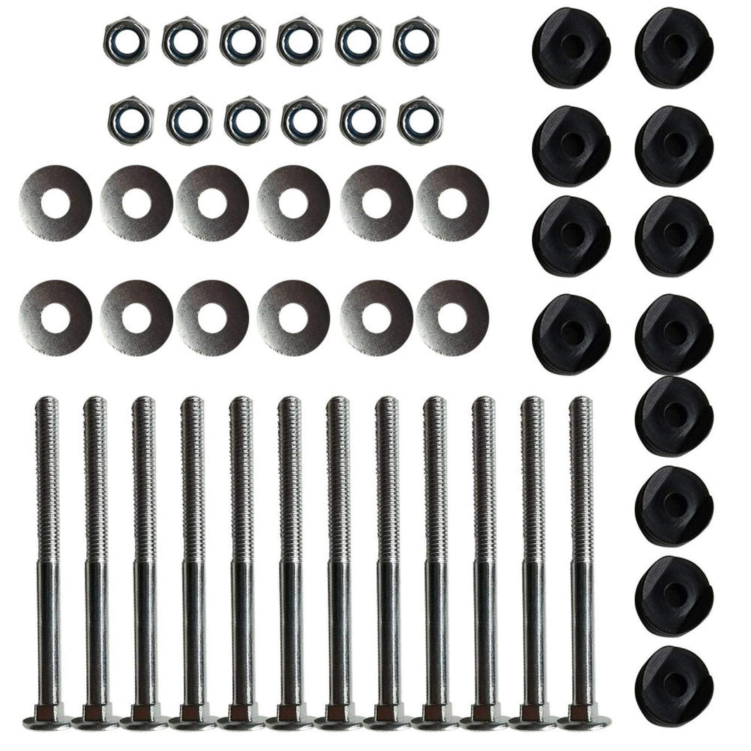 12pcs Trampoline Enclosure Pole Galvanized Steel Spacers Trampoline Screws, Jumping Bed Carriage Screw Nut Screw Square Head Trampoline Screws Peplacement Parts
