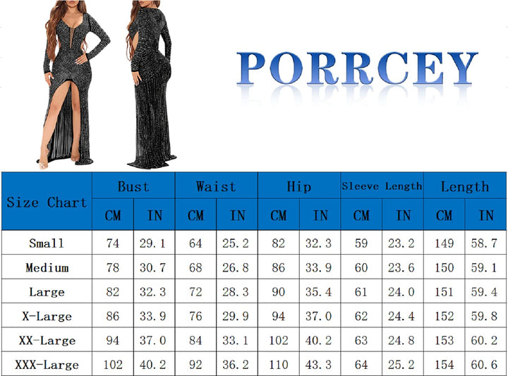 PORRCEY Women&#39;s Sexy Hot Drilling Craft Long Sl