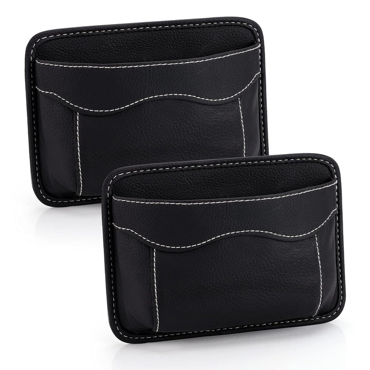 Accmor 2pcs Universal Car Side Pocket Organizer, PU Leather Car Pocket Pouch Cell Phone Sunglasses Holder for Car, Car Seat Gap Filler Accessories Organizer for Car Seat, Door, Window, Console