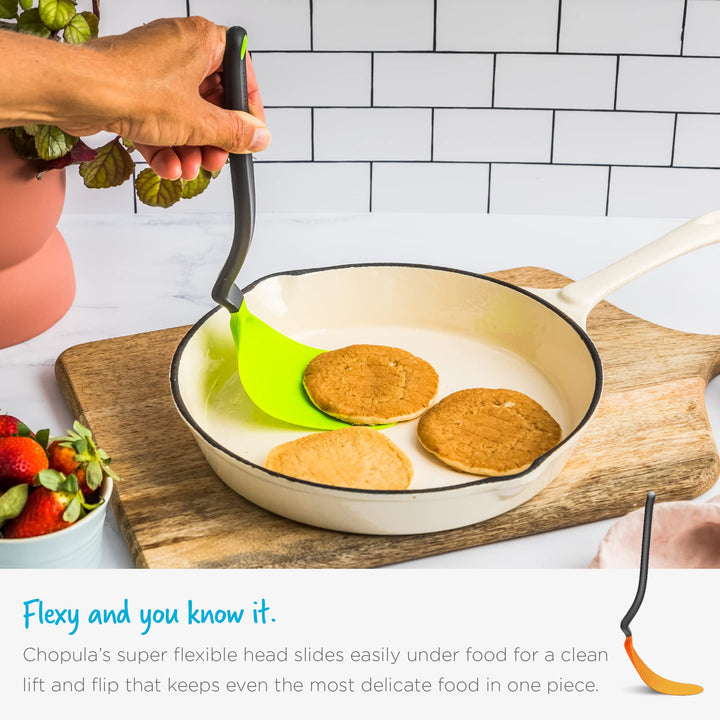 Dreamfarm Chopula Non-Stick-Safe Super-Flexible Sit-Up Spatula with Strong Flat Edge to Separate Food - 12 Orange
