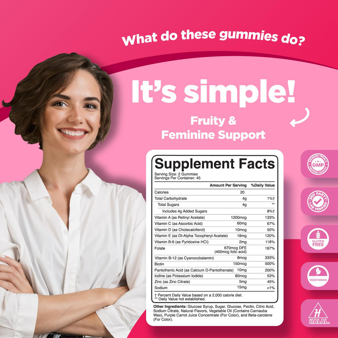 Womens Multivitamin Gummy Vitamins for Adults - Natural