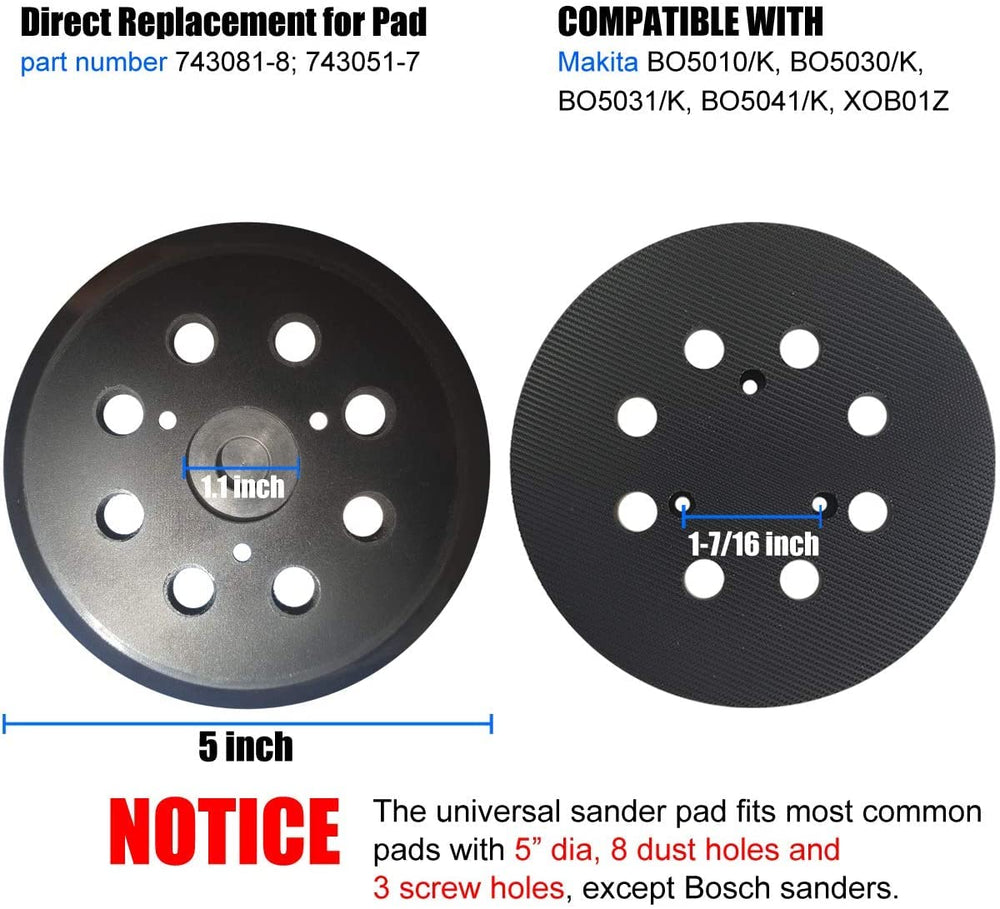 5 Inch 8 Hole Orbital Sander Replacement Pad for DeWalt 151281-08 and DW4388, Compatible with DW421, DW422, DW423, D26451, D26453, DW6423