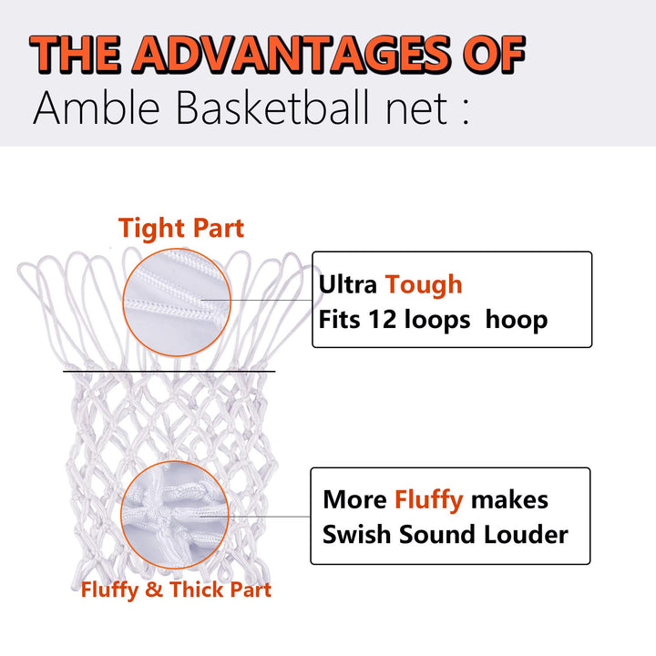 Basketball Net Replacement - Heavy Duty Net in All Weather for Indoor and Outdoor - Fits 12 Loops Rim