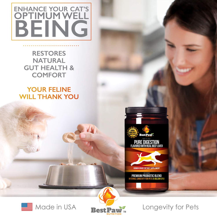 Probiotics for Dogs &amp; Cats with Prebiotics &amp; Digestive Enzymes Best for Gas Diarrhea UTI &amp; Yeast Infection Relief Grain Free Powder Supplement Organic Coconut Oil Pumpkin &amp; Turmeric Made in The USA