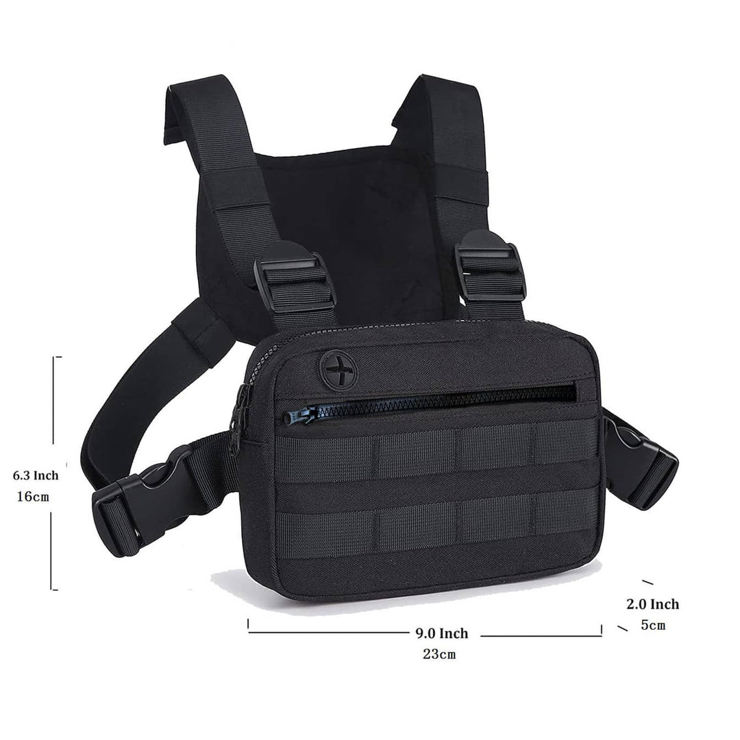 Outdoor Water Resistant Chest Bag for Men,Tactical EDC Chest Pack with Built-in Phone Holder, Lightweight Utility Chest Rig Pouch for Workouts, Running,Cycling,Hiking (M, Black)