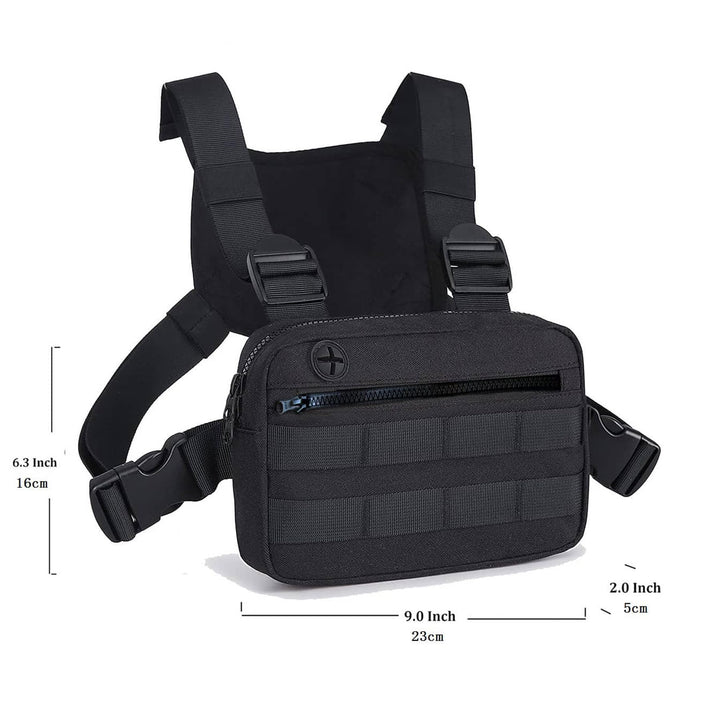 Outdoor Water Resistant Chest Bag for Men,Tactical EDC Chest Pack with Built-in Phone Holder, Lightweight Utility Chest Rig Pouch for Workouts, Running,Cycling,Hiking (M, Black)